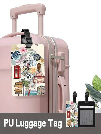 This Bright Pink PU Luggage Tag Features A Plane And Passport Design, Making It A Great Choice For Travel And Cruise Enthusiasts. It Is An Excellent Option For Luggage Identification And Travel Accessories.