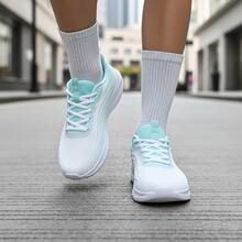 Tenis de mujer casuales y deportivos, zapatillas de malla transpirable con suela de goma suave, zapatos para mujer cómodos y ligeros para correr, tenis para mujeres con cordones y plataforma de estilo moderno y elegante, calzado deportivo con amortiguación y suela flexible de alta calidad. - Verde - Ver 4