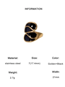 1枚复古法式风格个性化壁龛设计优雅镀金不锈钢不对称几何开口戒指，适合女士日常、派对和约会佩戴。 - 開口戒 - 查看 7