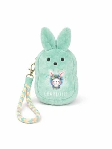 1 Pc Custom Name Floral Alphabet Bunny Wallet, Rabbit Plush Coin Purse With Wristband, Easter Basket Filler, Easter Gift - Multicolor - View 17