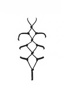 2026 New Lingerie Set One-Piece Rope Mesh Outfit Set No-Remove One-Piece Temptation Set - Valentine's Day - 黑色 - 查看 7