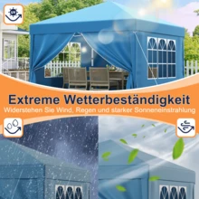 DEVOKO 3x3m Folding Pavilion With 4 Removable Side Panels, Foldable Garden Tent, Waterproof And Stable, Height Adjustable Party Tent, UV Protection 50+, For Camping - Blau Mit Seitenwänden - View 4