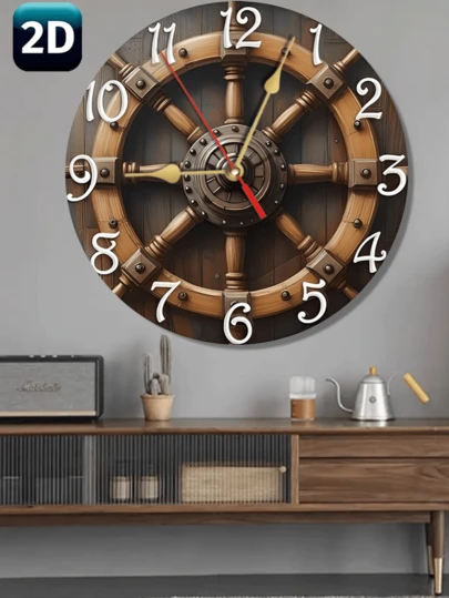 2D 平面木质挂钟，冰淇淋造型，糖果和彩色糖霜，经典粉色家居装饰标牌，多用途室内装饰，复古风格时钟装饰，冰淇淋装饰