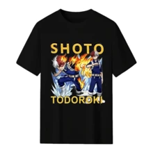 New Anime Boku No Hero Academia Printed Short Sleeve T-Shirt For Men And Women, Spring And Summer Fashion Hoodie, Ladies  T-Shirt Short Top. - 黑色 - 查看 2