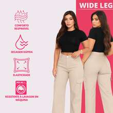 Stillger Moda Jeans Women's Wide Leg Cargo Pants High Waisted Butt Lifting Jeans - Màu be - Xem 4