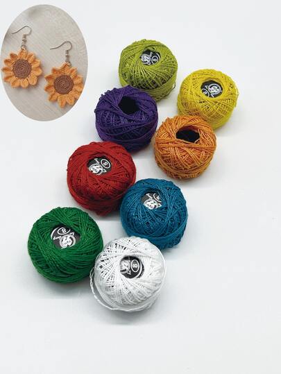 8# Kantgaren, haak- en breigaren, set van 8 kleuren kantgaren, effen weefgaren voor doe-het-zelf breiprojecten, microgeweven textiel, kruissteek, handgemaakte haarspelden, borduurwerk, 25 m/rol (willekeurige kleur)