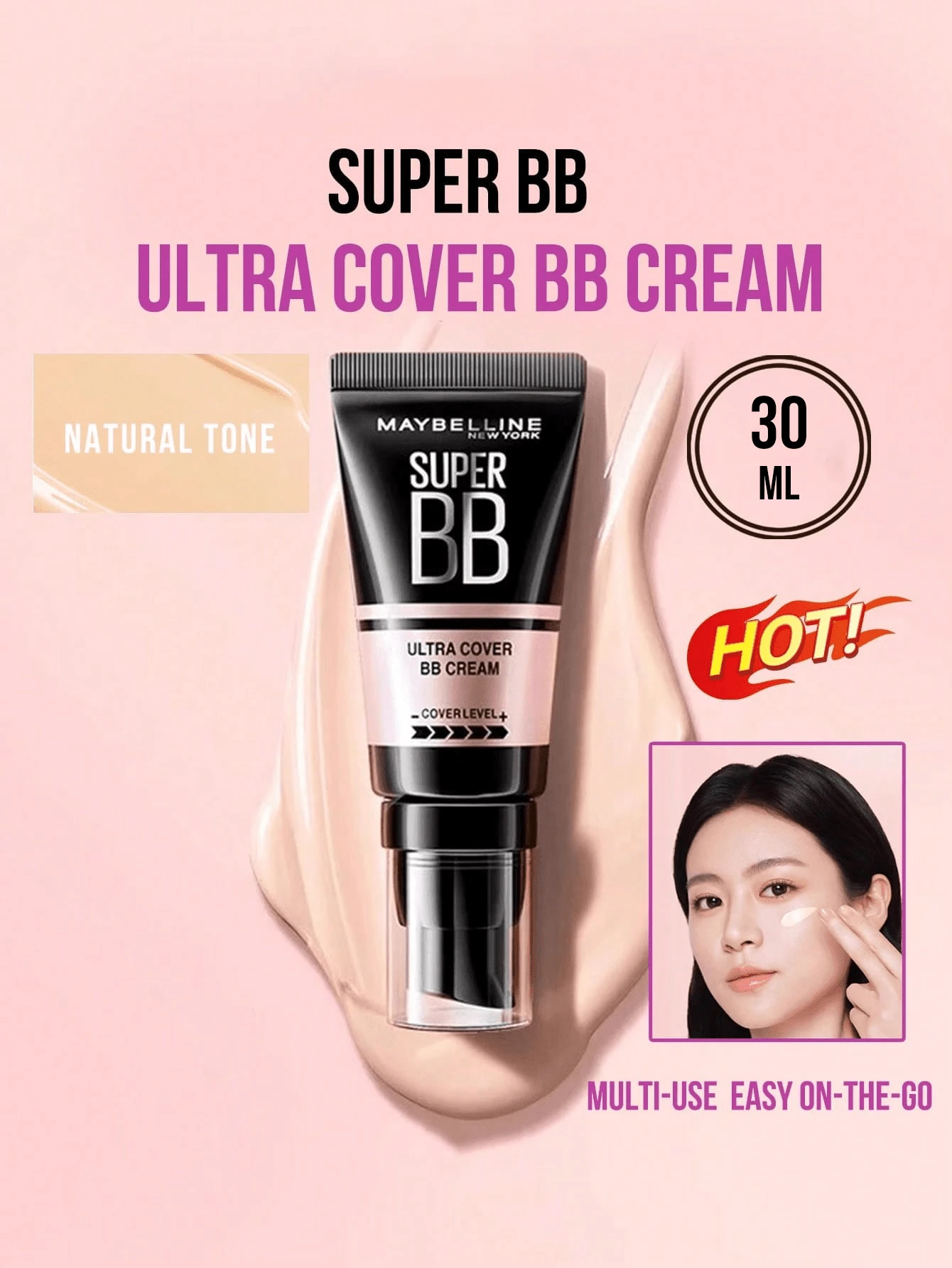 Maybelline 超级BB霜 #03 自然白 30毫升/1.01液盎司，强效遮瑕，多功能，乳霜质地，蕴含4种精华，三步轻松上妆（温热-按压-轻拍），打造自然透亮肤色，便携设计，随时随地打造自然妆容和无瑕遮瑕