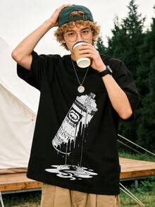 Ecko Unltd Spray Can Graffiti Black T-Shirt, Street Art Urban Graffiti Wear Hip Hop Casual Tee For Men, Street Art Event, Urban Hangout, Summer Music Festival, Skateboarding Outfit. - Đen 4 - Xem 1