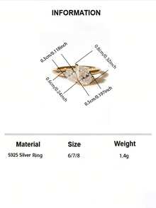 925 纯银双水滴设计女士戒指，镶嵌闪亮锆石，是女士订婚/求婚的优质珠宝 - 金黃色 - 查看 2