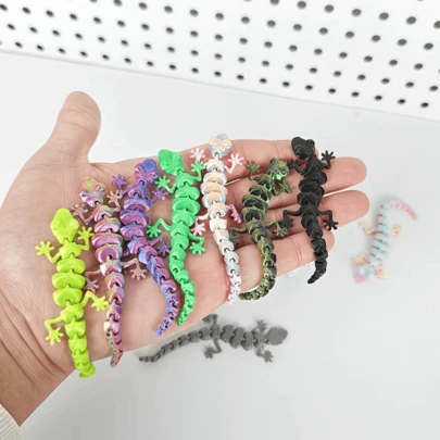 10 piezas de decoración de escritorio de mini geckos lindos impresos en 3D, geckos pequeños de color degradado aleatorio, adecuados para colección, decoración de fiesta, regalos de fiesta (color aleatorio/no limitado a los estilos mostrados)