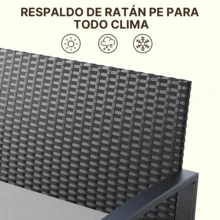 Sala Exterior de Ratán 4 Piezas con Sillas Mecedoras - Set de Muebles para Jardín con Cojines Impermeables y Mesa de Vidrio (Negro) - Negro - Ver 3