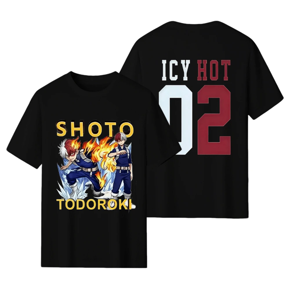 New Anime Boku No Hero Academia Printed Short Sleeve T-Shirt For Men And Women, Spring And Summer Fashion Hoodie, Ladies  T-Shirt Short Top. - 黑色 - 查看 1