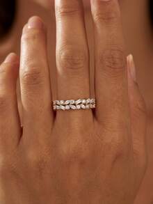 1pc High Quality Double-Layer Semi-Circle Diamond And Round Diamond Ring, S925 Or 925 Sterling Silver, Exquisite And Elegant, Women's Ring, Delicate Jewelry, Birthday Gift - Half-circle Marquise Diamond Ring - View 9