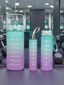 大容量运动水壶，健身耐热塑料杯，超大容量吸管水壶 - 綠紫 - 查看 10