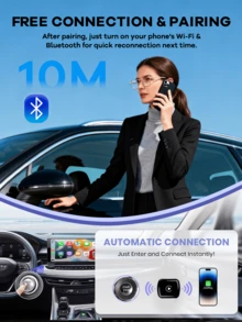 REMAX Bộ chuyển đổi Carplay không dây 2 trong 1 tương thích với Apple CarPlay & Android Auto; Kích thước nhỏ gọn; Cắm và sử dụng; Bộ chuyển đổi không dây Car Play tương thích với iPhone iOS 6+, Android 11+, kết nối nhanh và ổn định; Phụ kiện ô tô, đồ dùng ô tô siêu tiện dụng - M26 - Xem 8