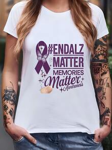 Transferencias De Dtf De Alzheimer| Listos Para Presionar Los Recuerdos Importan Endalz Directamente A Transferencias De Película Camiseta - Blanco - Ver 1