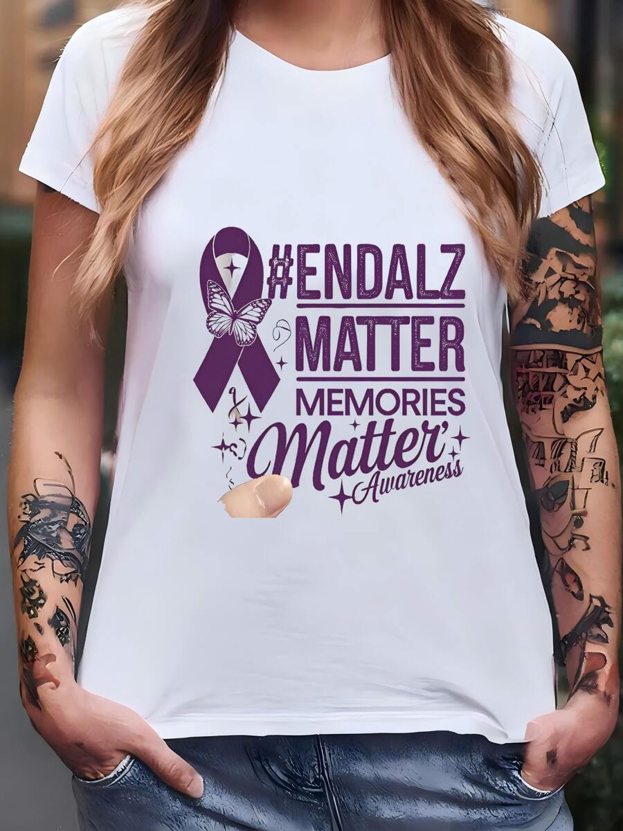 Transferencias De Dtf De Alzheimer| Listos Para Presionar Los Recuerdos Importan Endalz Directamente A Transferencias De Película Camiseta - Blanco - Ver 1