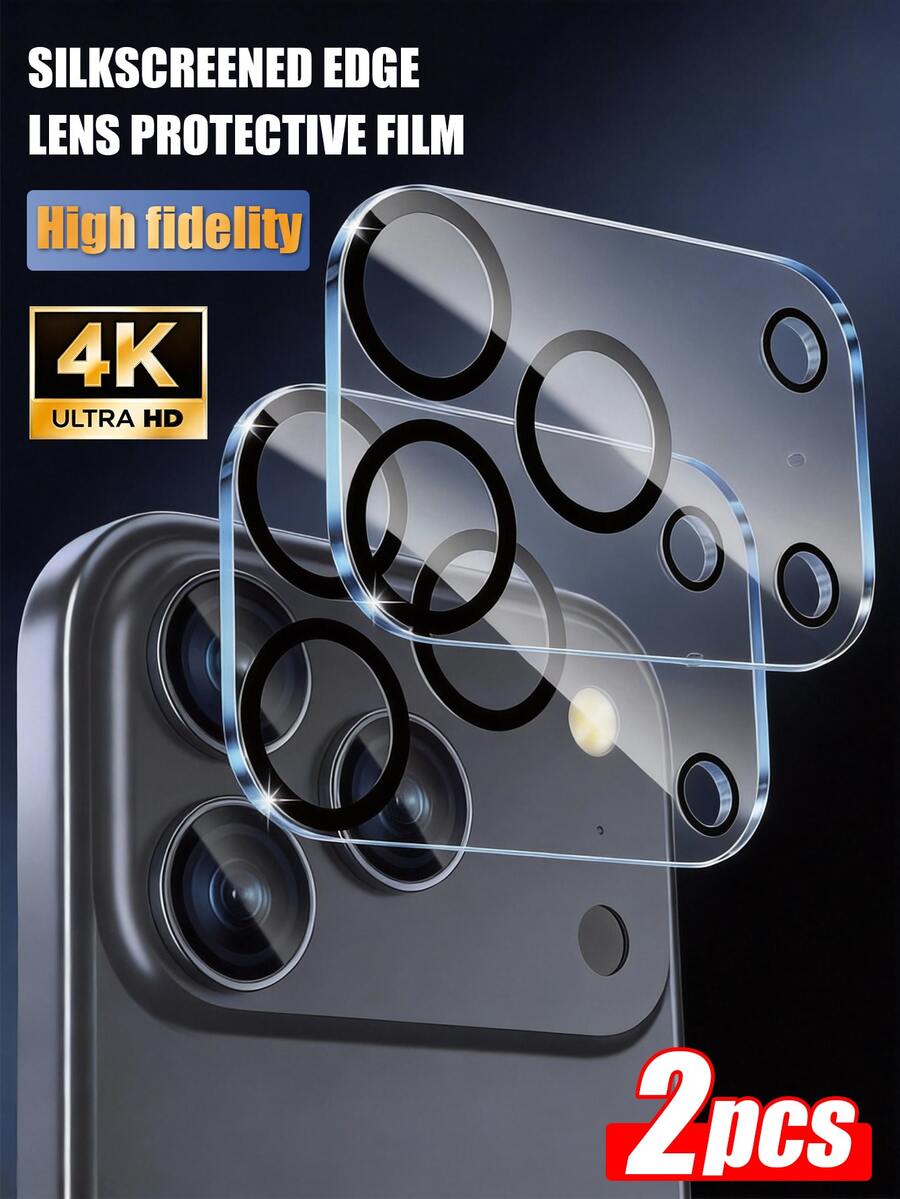 2 paquetes de protector de vidrio templado HD claro de 9H compatible con iPhone 17 Pro Max/17 Pro/17 Air/17/16 Pro Max/15 Pro Max/14 Pro Max/13 Pro Max/12 Pro Max/11 Pro Max, cobertura completa de la lente, a prueba de roturas, anti-arañazos, anti-huellas dactilares, sin interferencia en la toma nocturna, compatible con funda - transparente - Ver 1