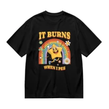 Camiseta Negra con Diseño de Estrella, Arcoíris y Flor que Brilla al Hacer Pipí para Uso Casual - Negro - Ver 2