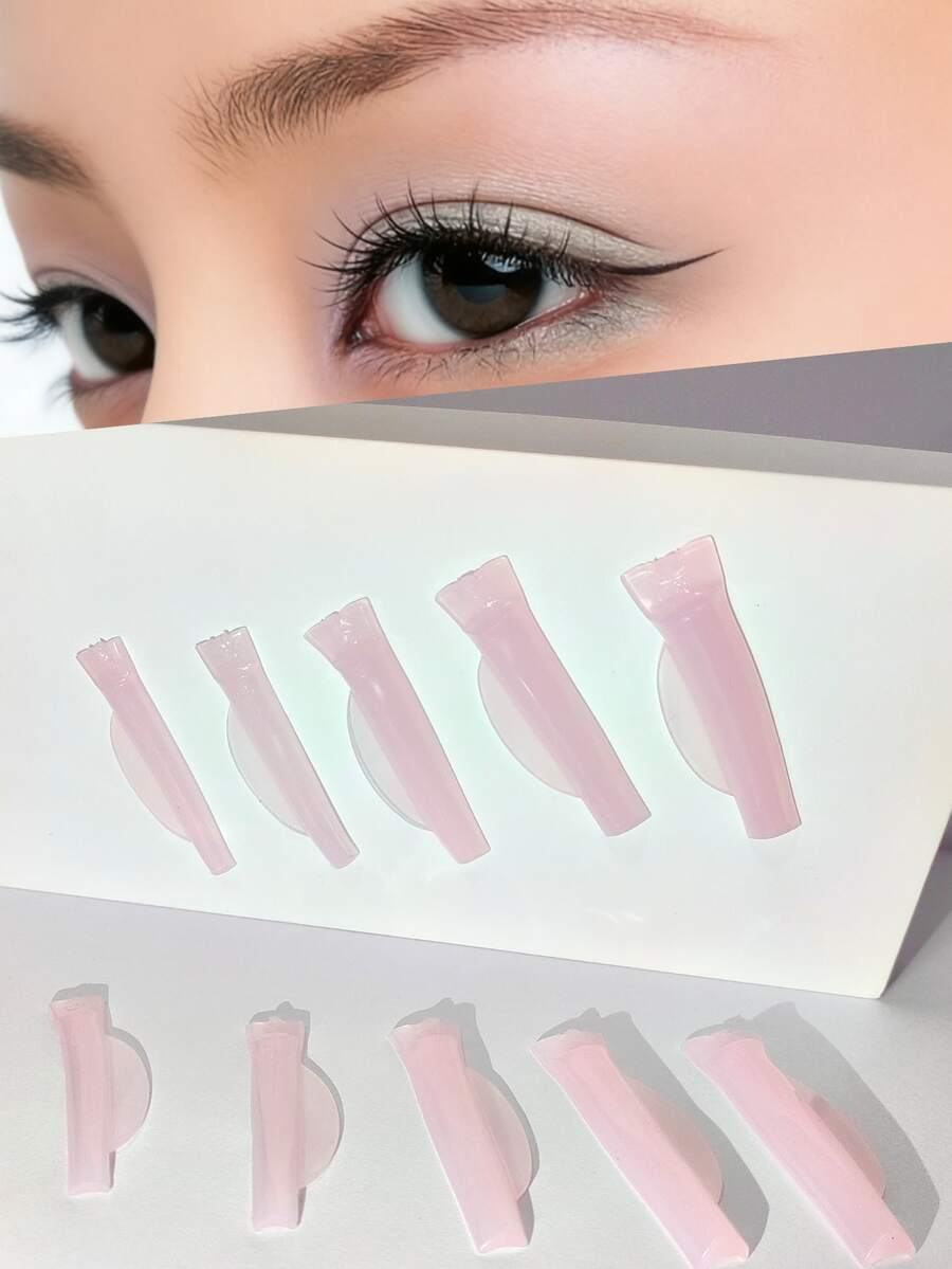 10pcs/5 Pairs Eyelash Lift Pads, New Self-Adhesive Ultra Soft Eyelash Lift Rods, Reusable, Suitable For Salon - Baby Pink - View 1