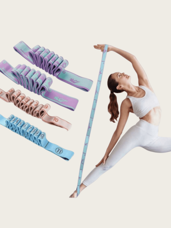1条带编号分段的瑜伽拉伸带，舞蹈健身塑形阻力带，姿势训练辅助拉伸带