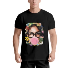 Camiseta de Algodón con Diseño Gráfico de ESTADO DE COTTON, Estilo Collage con Retrato y Motivo de Estrella, 100% Algodón, Corte Holgado, Ideal para Entusiastas del Streetwear y del Arte Contemporáneo - Negro - Ver 7