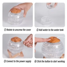1件裝彩色水晶加濕器，家用桌面RGB氛圍燈香氛擴香機，創意USB桌面小夜燈，彩色夜燈，霧化、定時、開關，附可調噴霧角度支架，USB供電，情人節、母親節、父親節完美禮物 - 1PC - 查看 6
