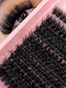200 Clusters D Curl Fake Eyelashes 80D Dense Curly Soft Individual Eyelash Extension Effect Fluffy Lightweight Reusable Lashes Suitable For Parties And Other Occasions - D - View 2