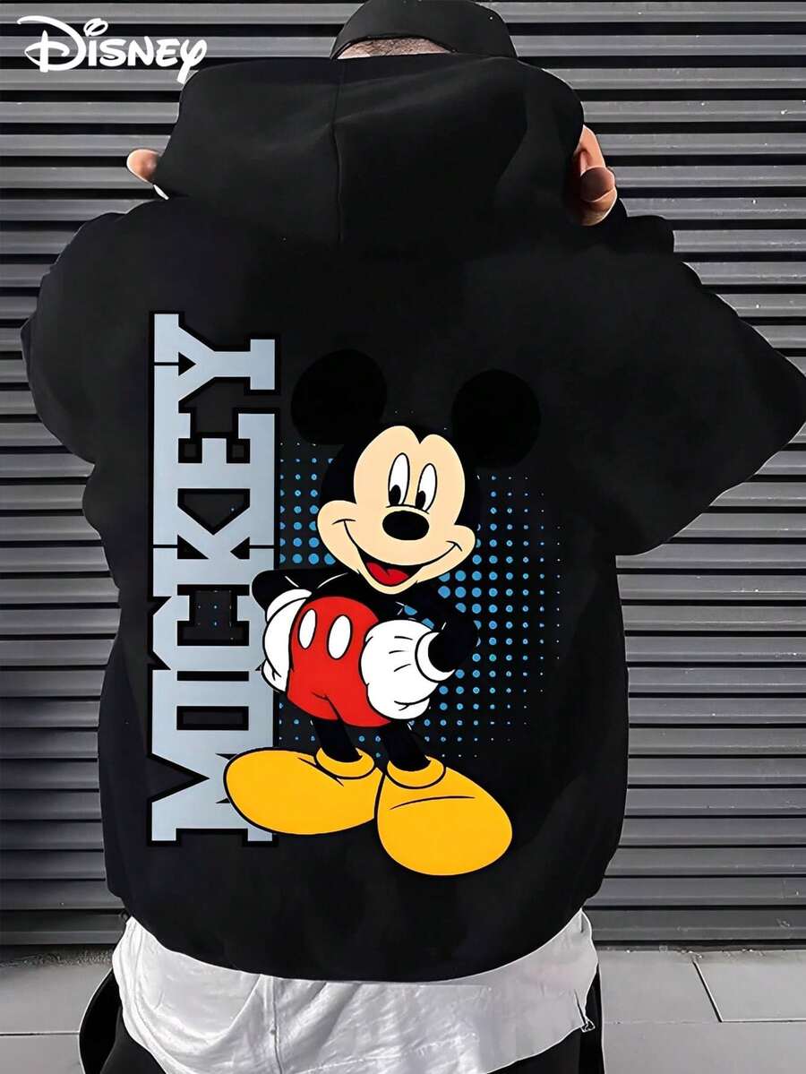 Disney Stitch Printed Heavyweight Long-Sleeved Hooded Sweatshirt, Perfect For Autumn And Winter, Versatile And Casual, Suitable For Any Occasion - màu đen - Xem 1