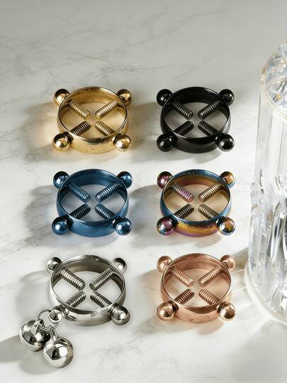 高品質 カラフル ステンレス鋼 クリップオン ニップルリング、調整可能 非ピアス ニップルクランプ、女性の日常着に適し、誕生日/休日のギフトに