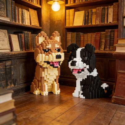 Healing Series Hakimi Collection Miniature Shepherd Dog And Shiba Inu Micro-Particle Building Blocks - Gift For Loved Ones And Friends, Toy