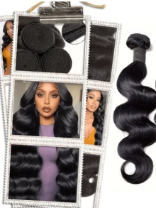 2 Strands Of Human Hair, Body Wave, 16-30Inches, With A 13x4Lair Block, Natural Black Hair Strands, 13x4 Transparent Human Hair | Pre Combed Natural Hair Strands | 8-16Inches | Long And Fluffy Curly Hair | Seamlessly Fused To Create A Fuller Appearance - Natural Black - View 8