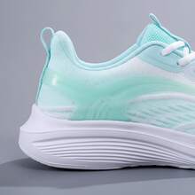 Tenis de mujer casuales y deportivos, zapatillas de malla transpirable con suela de goma suave, zapatos para mujer cómodos y ligeros para correr, tenis para mujeres con cordones y plataforma de estilo moderno y elegante, calzado deportivo con amortiguación y suela flexible de alta calidad. - Verde - Ver 8