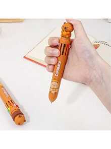 2 piezas Bolígrafos de punta de bola de 10 colores con diseño de Capibara adorable, bolígrafos retráctiles multicolor creativos para estudiantes, diario, patrones y colores surtidos coloridos - Dibujos animados - Ver 3