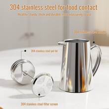 Vintage Stainless Steel Double-Layer French Press Coffee And Tea Pot - Primary Color - View 7