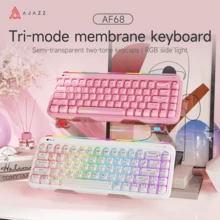 AJAZZ AF68 紧凑型薄膜键盘，极简布局，三模式无线办公键盘，半透明双色键帽，RGB背光，支持多种灯光效果，兼容多种系统，适用于游戏和办公。 - 彩色 - 查看 2