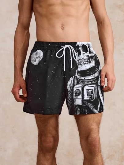 Men's Street Skull Print Casual Sports Shorts For Summer