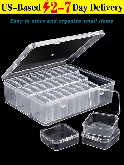 [Delivery Within 2-7 Days In The United States]Portable Transparent Storage Set - Large & Mini Multi-Grid Boxes With Buckle Closure, Durable Premium Plastic & Smooth Edges, Clear Lidded Organizers For Versatile Storage, Perfect For Beads, Jewelry, Craft Supplies, Stationery, Medication And Small Daily Items, Suitable For Home Storage, Dorm Room Organization, Office Use, Travel And Craft Projects, Ideal For Students, Crafters, Jewelry Collectors, Organized Shoppers And Gift Givers, Buckle Closure Prevents Spills, Smooth Edges Ensure Safety, Lightweight And Portable For On-The-Go Use, Transparent Design Simplifies Item Finding, Easy To Clean And Stack, A Thoughtful Gift For Back-To-School Or Housewarmings,Storage,Organizer,Storage Container,Storage Orangizer