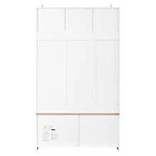Complete Clothes Rack Set With Bench, Open Shelf And Two Doors – Compact Rack With 4 Hooks, Natural White, Dimensions 105*40*180 Cm - White - View 9