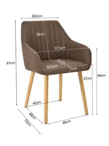 Modern Vertical-Stripe Upholstered Dining Chairs With Armrests And Solid Wood Legs For Dining Room, Kitchen, Living Room - Set Of 2 / Set Of 4 / Set Of 6 - Mocha Brown - Mocha Brown - View 11