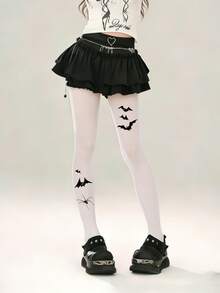 1双Y2K暗黑美学尼龙连裤袜 - 亚文化风格必备小众图案紧身裤 - 彩色 - 查看 15