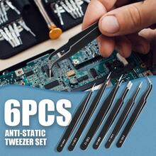 6pcs Precision Tweezers Set Features Upgraded Anti-Static Stainless Steel Curved Tweezers, Suitable For Electronics, Laboratory Work, Jewelry Making, Crafts, Welding, And More. - Multicolor - View 4
