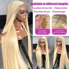 28 Inch Straight HD Lace Front Wigs Human Blended Hair Pre Plucked 12A 200 Density 13x4 13x6 5x5 Transparent Lace Frontal Wig With Baby Hair #613 Blonde For Women - S613 - View 8