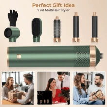 5-In-1 Green & Gold Air Styler: Perfect Valentine's Gift With 800W Power For Curling, Straightening & Drying, Ideal For Travel & All Occasions - Xem 6