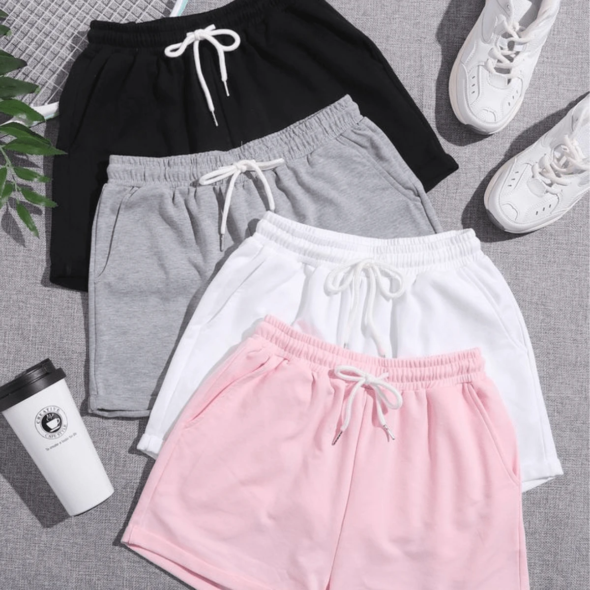 Kit Of 4 Women's Fitness Gym Shorts In Sizes P To GG And Plus Sizes. Suitable For Everyday Wear In All Seasons. - KIT OF 2 UNITS - View 1