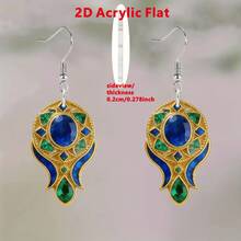 2D Flat Bohemian Gem Acrylic Earrings - Multicolor - View 4