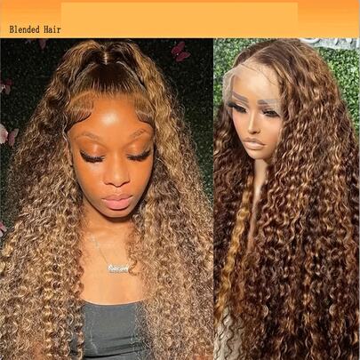 Water Wave Lace Front Wig For Women - 13x4 HD Ombre Brown, Pre-Plucked With Youngsters Hair, 150% Density, Blended Hair, Transparent Lace Closure