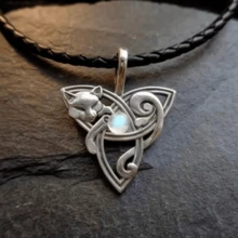 1 pieza Collar con colgante de zorro vintage bohemio incrustado con piedra lunar, accesorio de joyería personalizada de moda como regalo para mujeres - Plata antigua - Ver 6