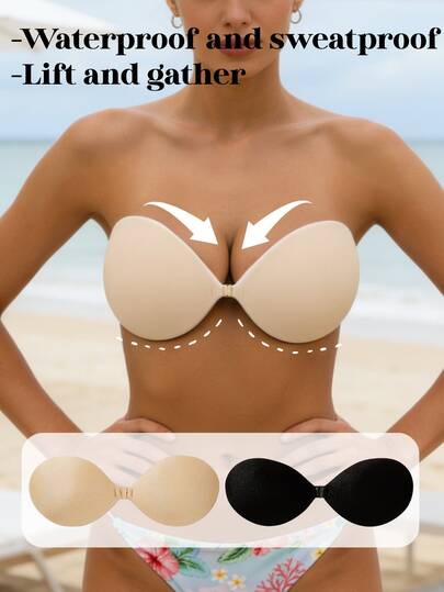 2 pares de sujetadores adhesivos sin tirantes push-up, sujetadores invisibles autoadhesivos cómodos, sujetadores de talla grande adecuados para bodas, fiestas y cubrecpezones