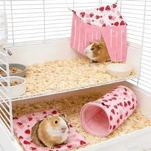 Guinea & Hamster Hideout, Small Pet Tunnel &Tube, Soft Fleece Small Animal Tunnel Tube & Mat & Corner Hideout Cage Accessories For Guinea, Rabbit, Ferret, Chinchilla, Hedgehogs. - View 6